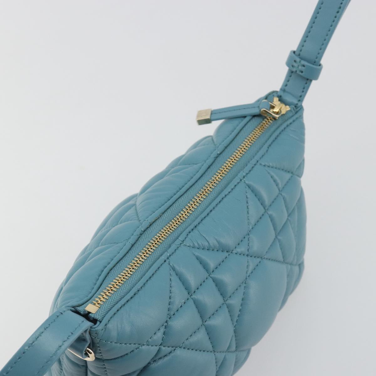 Christian Dior Canage Nomad Pouch Leather Blue Gold Auth 196686A