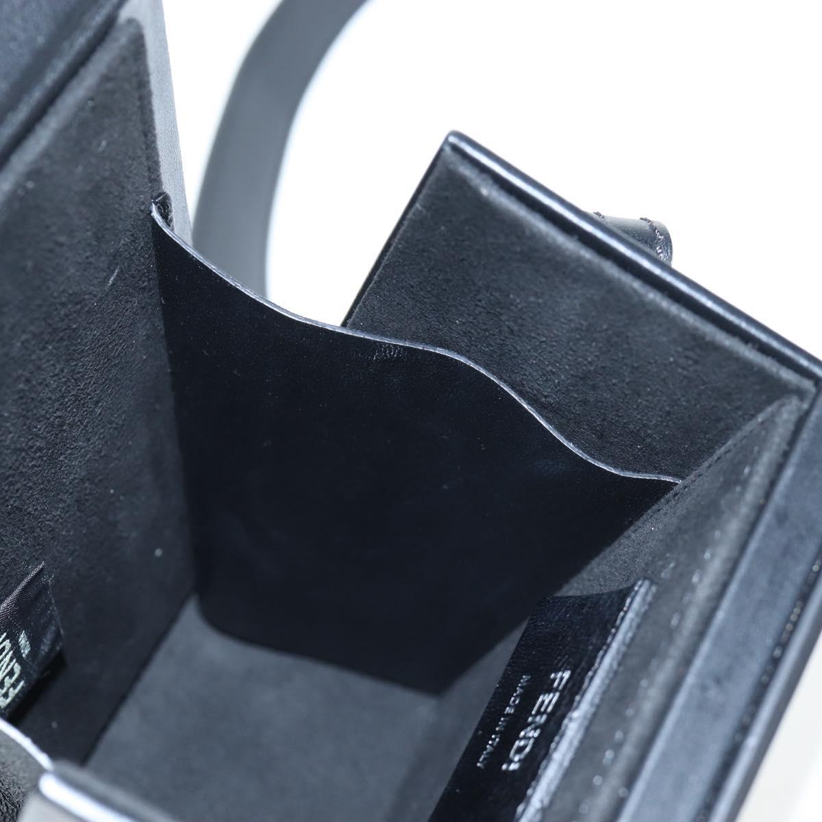FENDI Box Shoulder Bag Leather Black Silver Auth 196687M