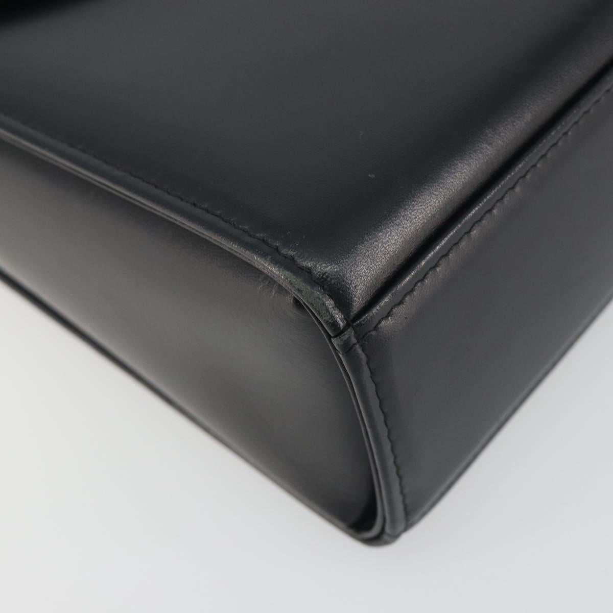 GIVENCHY Hand Bag Leather 2way Black Gold Auth 196688A