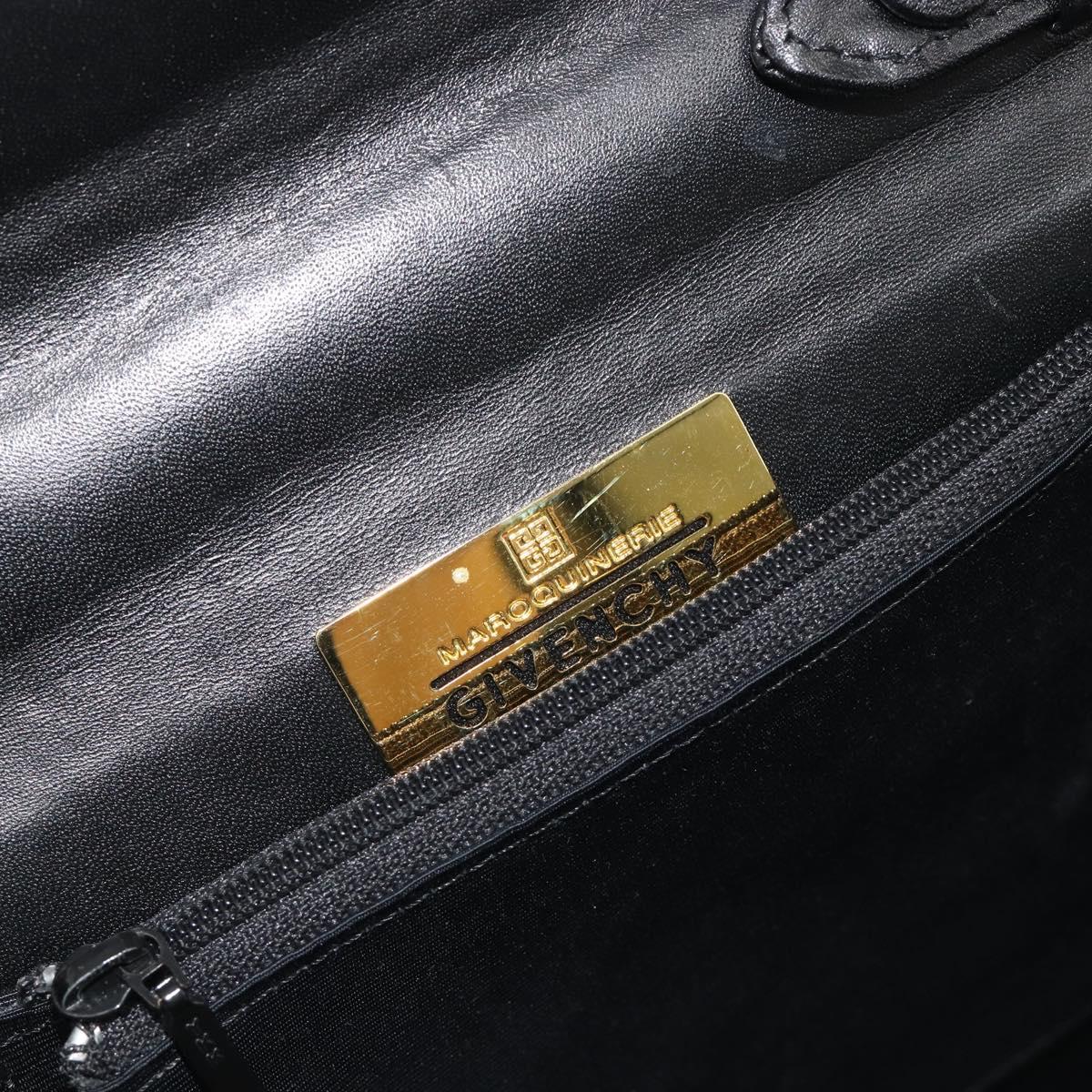 GIVENCHY Hand Bag Leather 2way Black Gold Auth 196688A