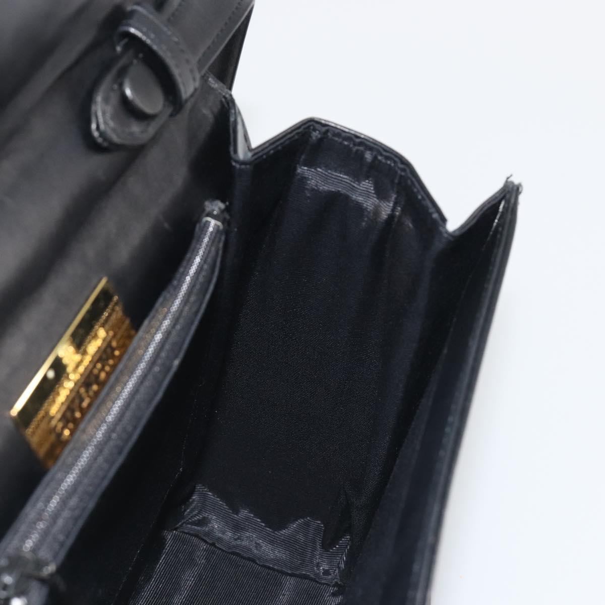 GIVENCHY Hand Bag Leather 2way Black Gold Auth 196688A