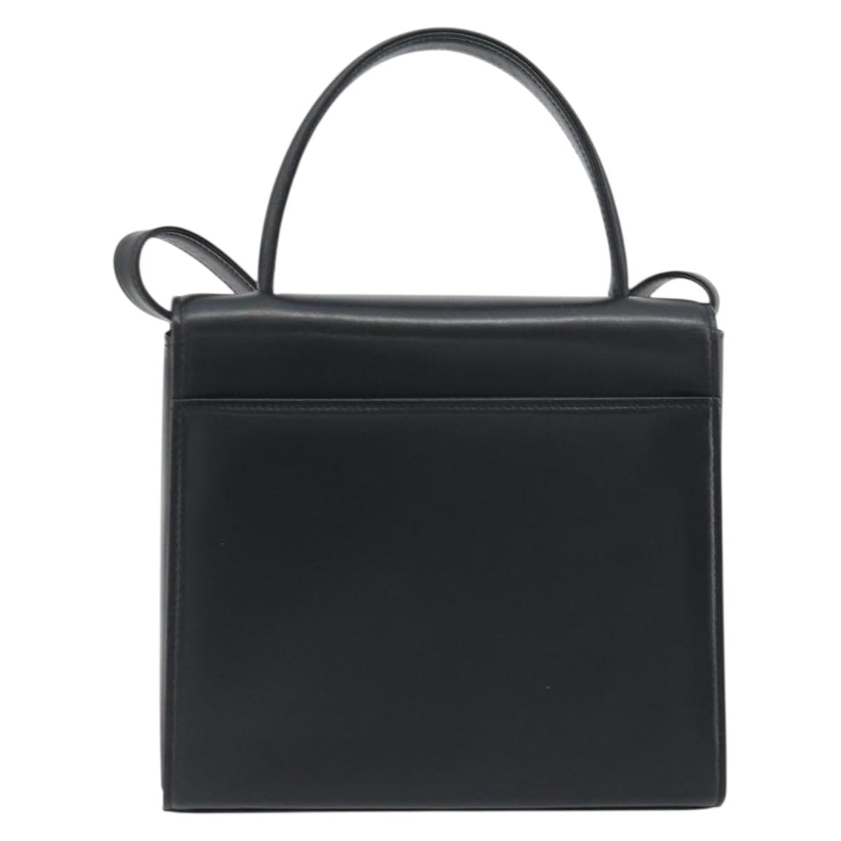 GIVENCHY Hand Bag Leather 2way Black Gold Auth 196688A