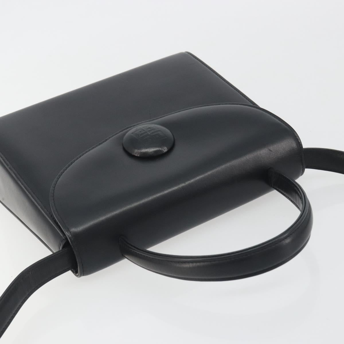 GIVENCHY Hand Bag Leather 2way Black Gold Auth 196688A