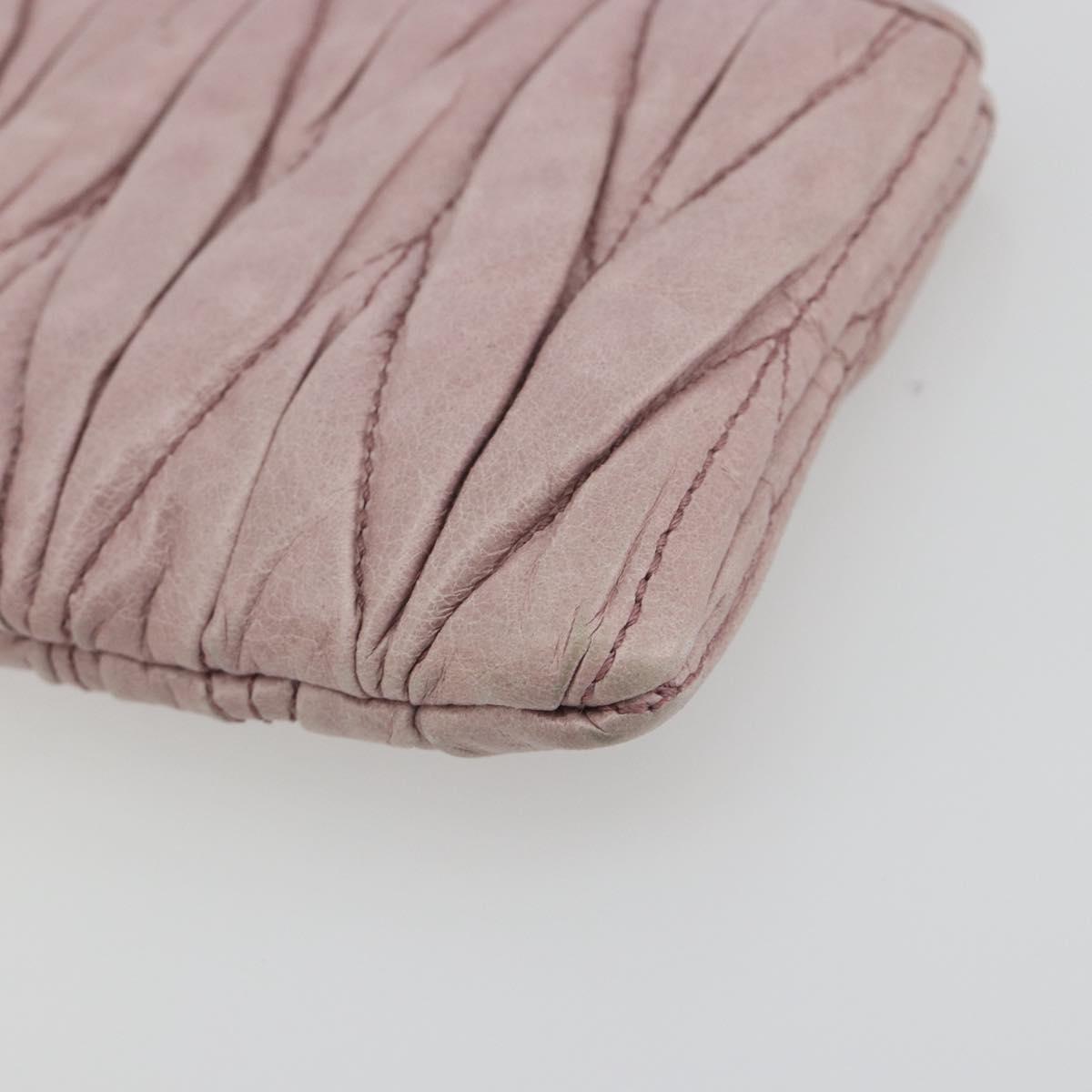 Miu Miu Pouch Leather Pink Gold Auth 196689A