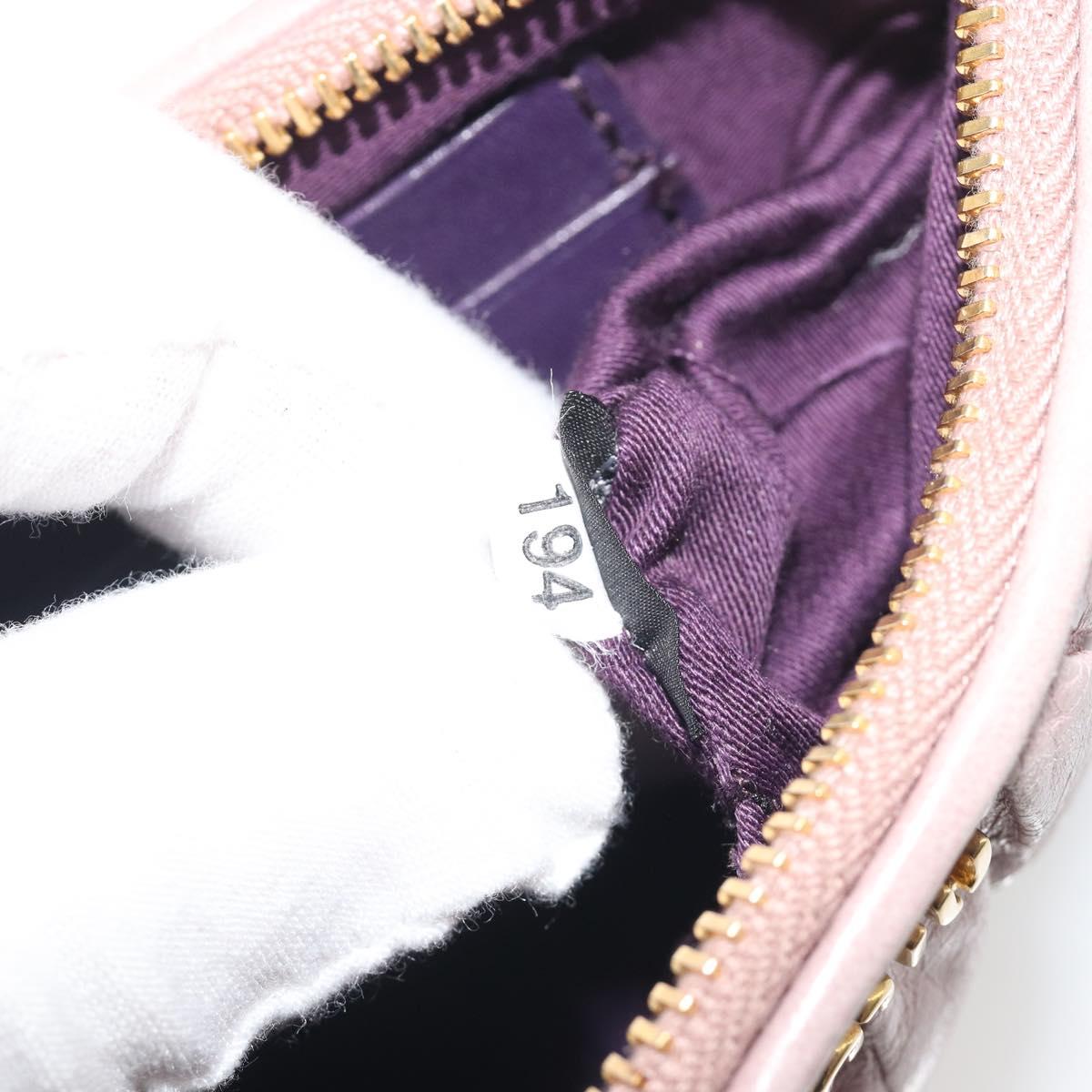 Miu Miu Pouch Leather Pink Gold Auth 196689A
