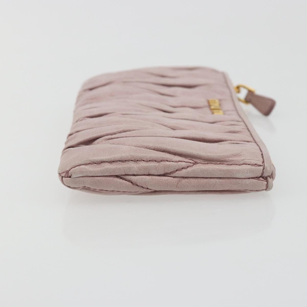 Miu Miu Pouch Leather Pink Gold Auth 196689A