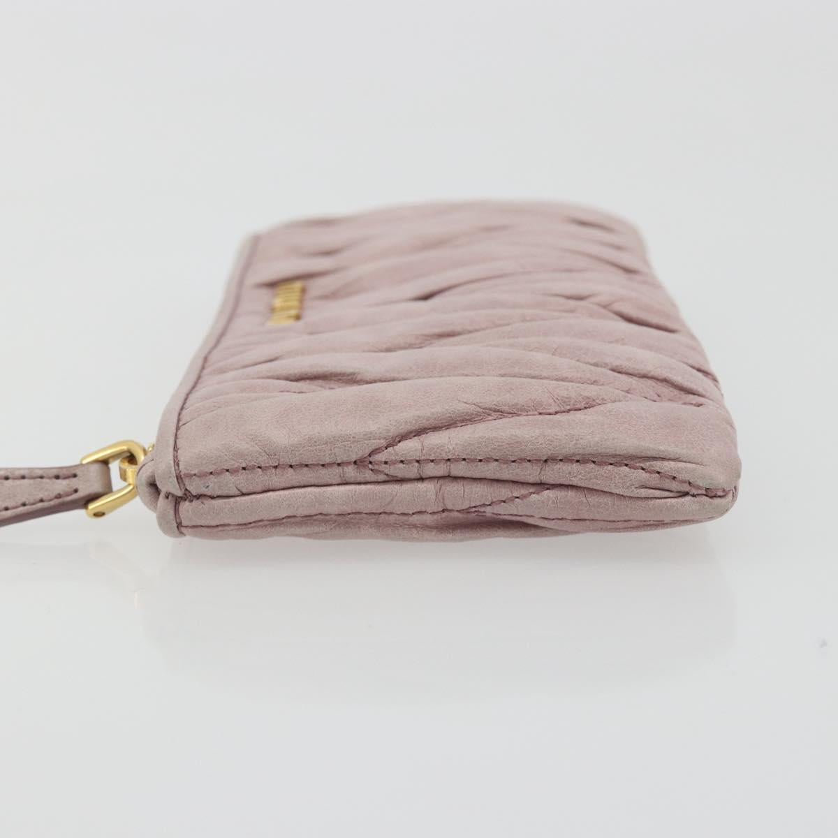 Miu Miu Pouch Leather Pink Gold Auth 196689A