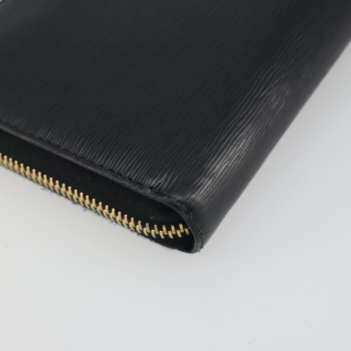PRADA Long Wallet Leather Black Gold Auth 196690A