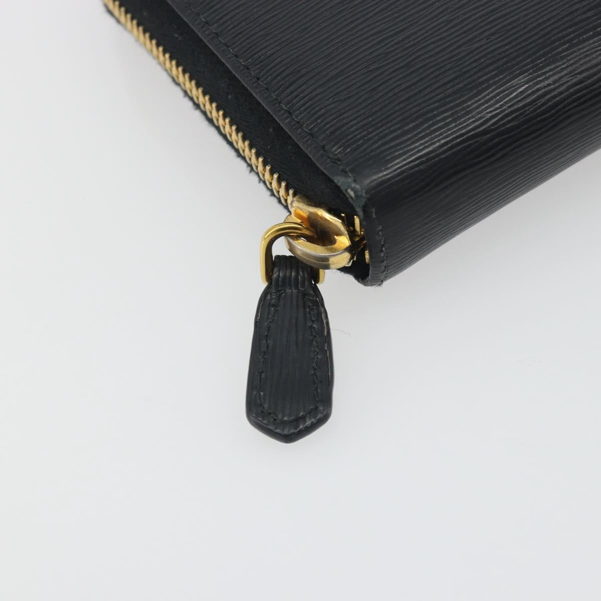 PRADA Long Wallet Leather Black Gold Auth 196690A