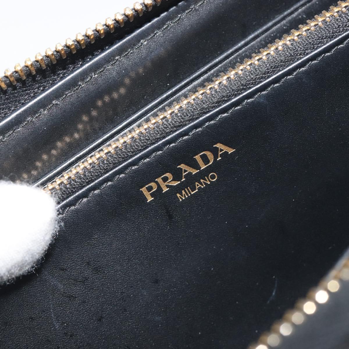 PRADA Long Wallet Leather Black Gold Auth 196690A