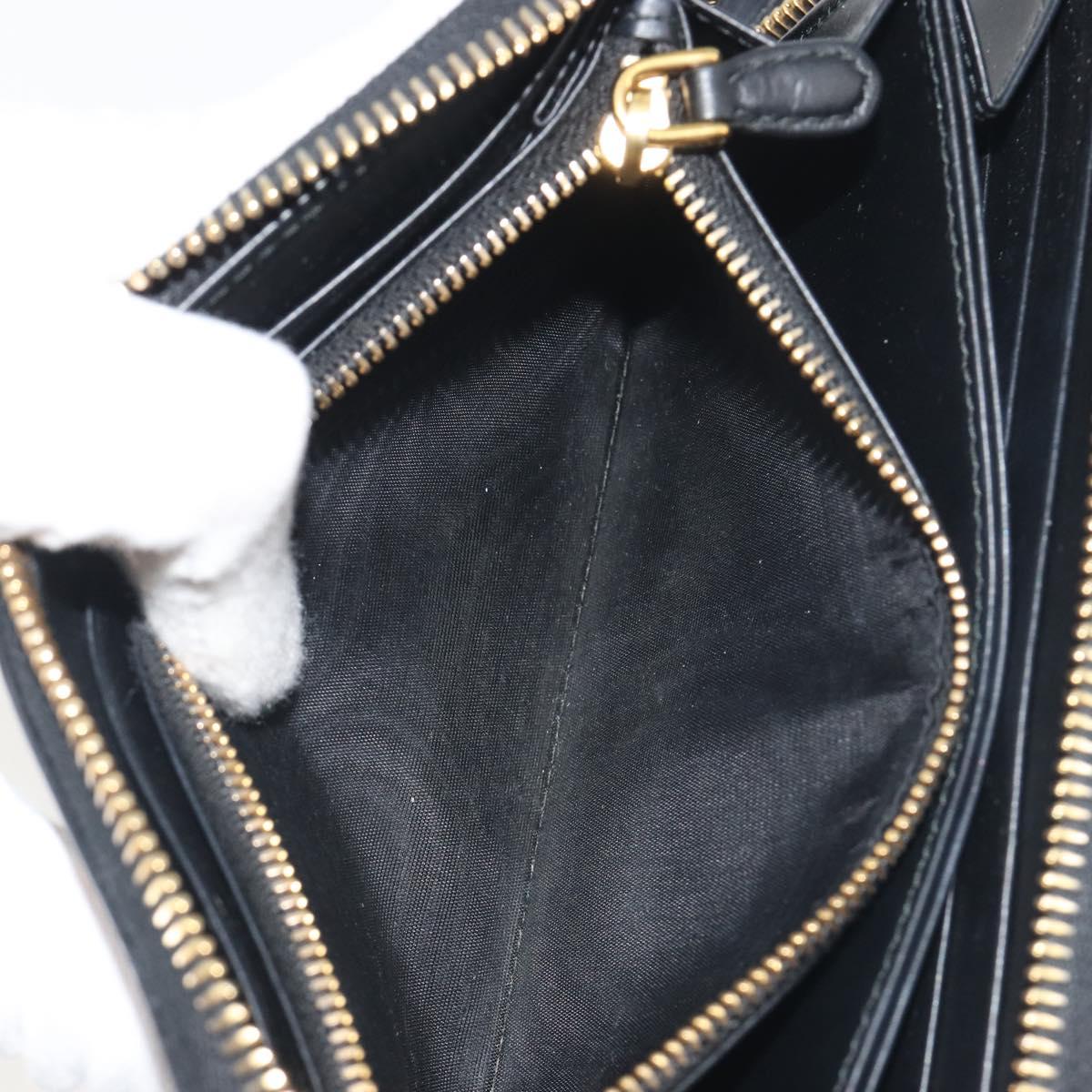 PRADA Long Wallet Leather Black Gold Auth 196690A