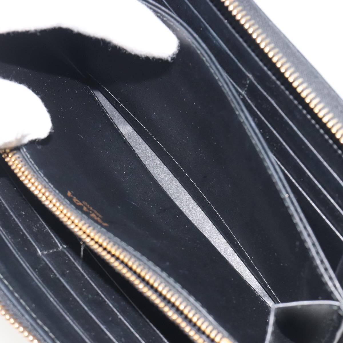 PRADA Long Wallet Leather Black Gold Auth 196690A