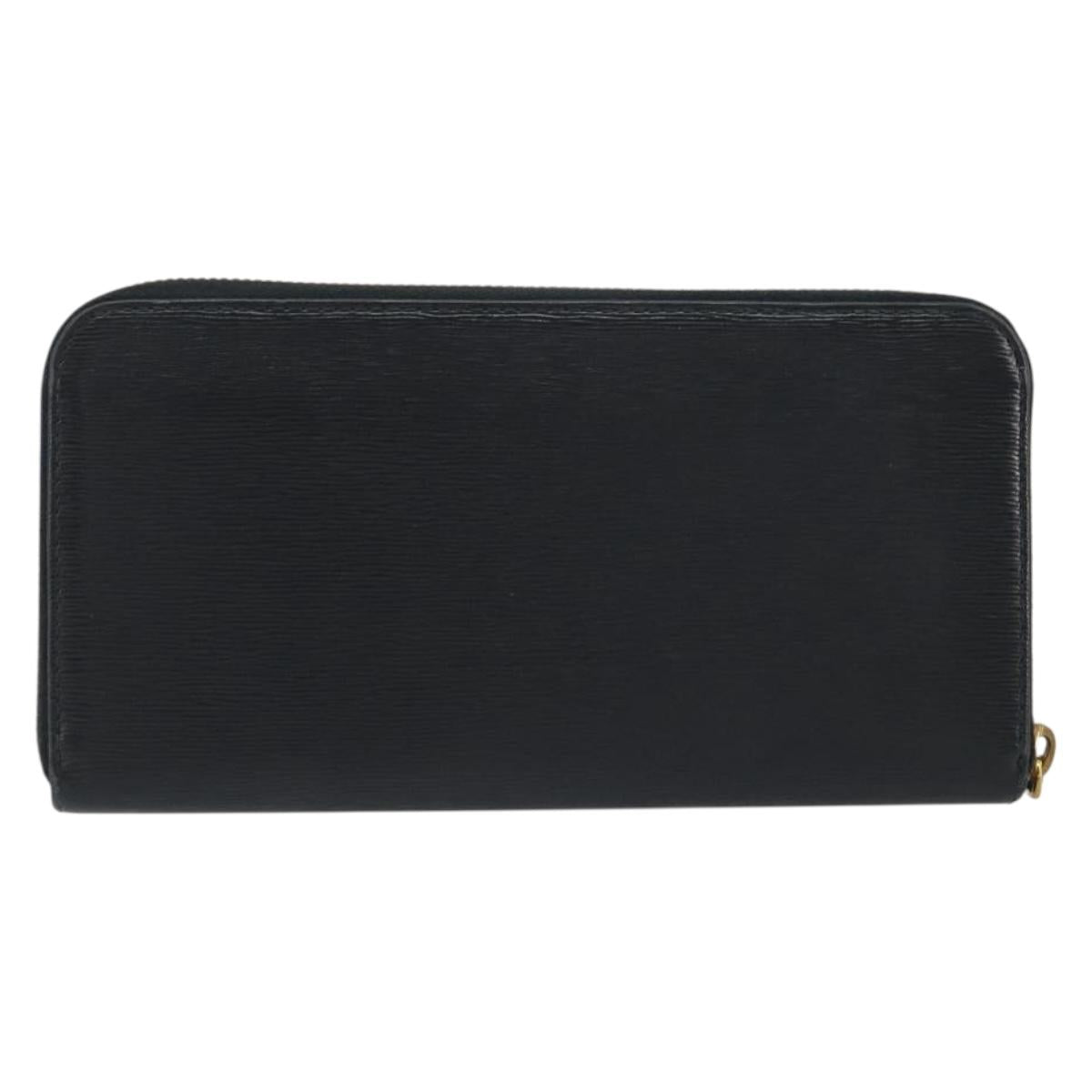 PRADA Long Wallet Leather Black Gold Auth 196690A
