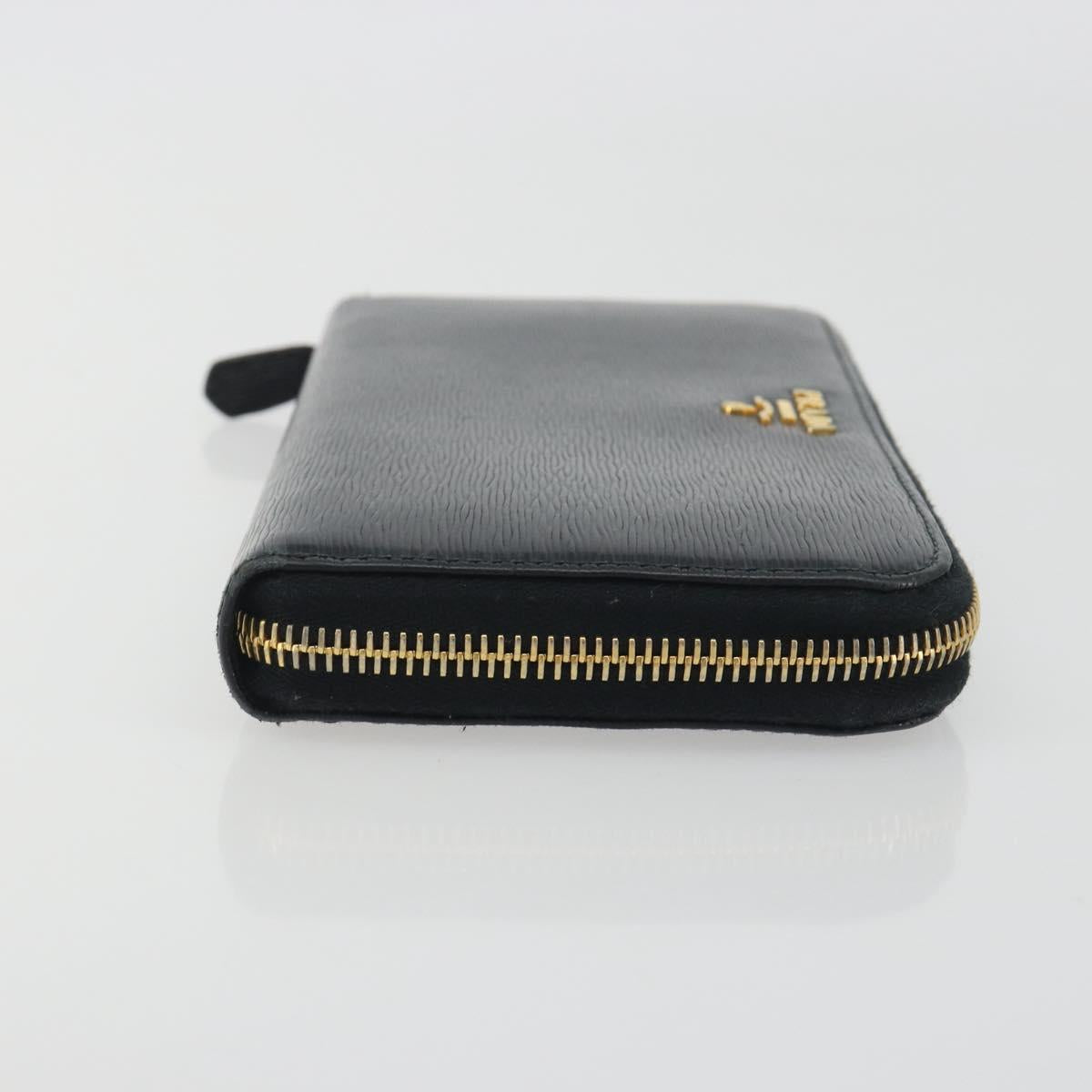 PRADA Long Wallet Leather Black Gold Auth 196690A