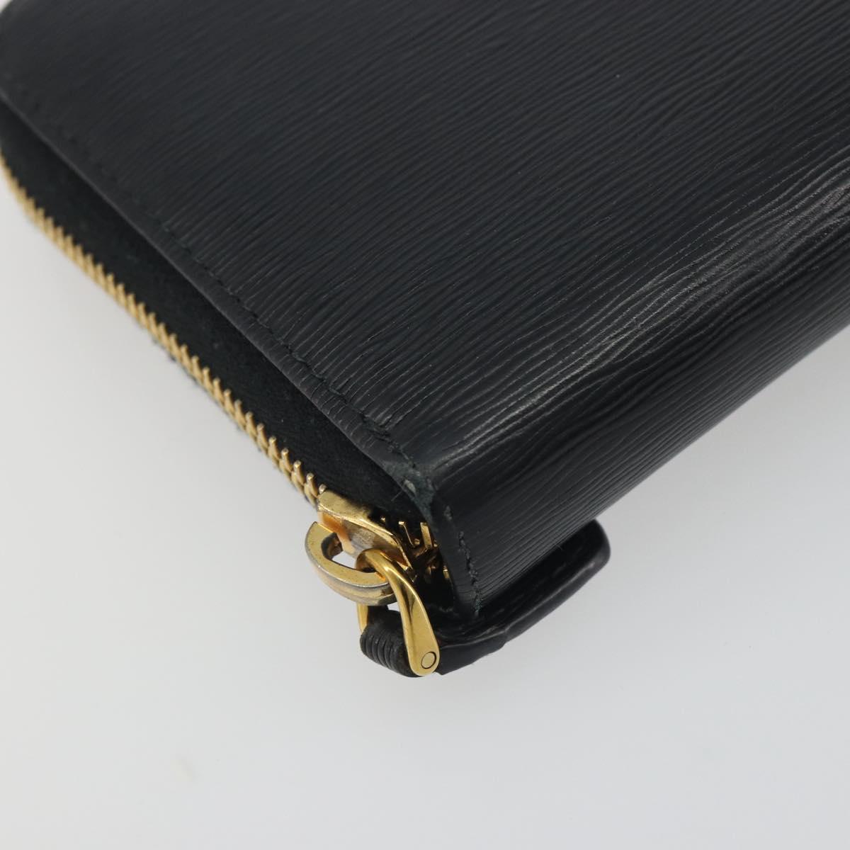 PRADA Long Wallet Leather Black Gold Auth 196690A