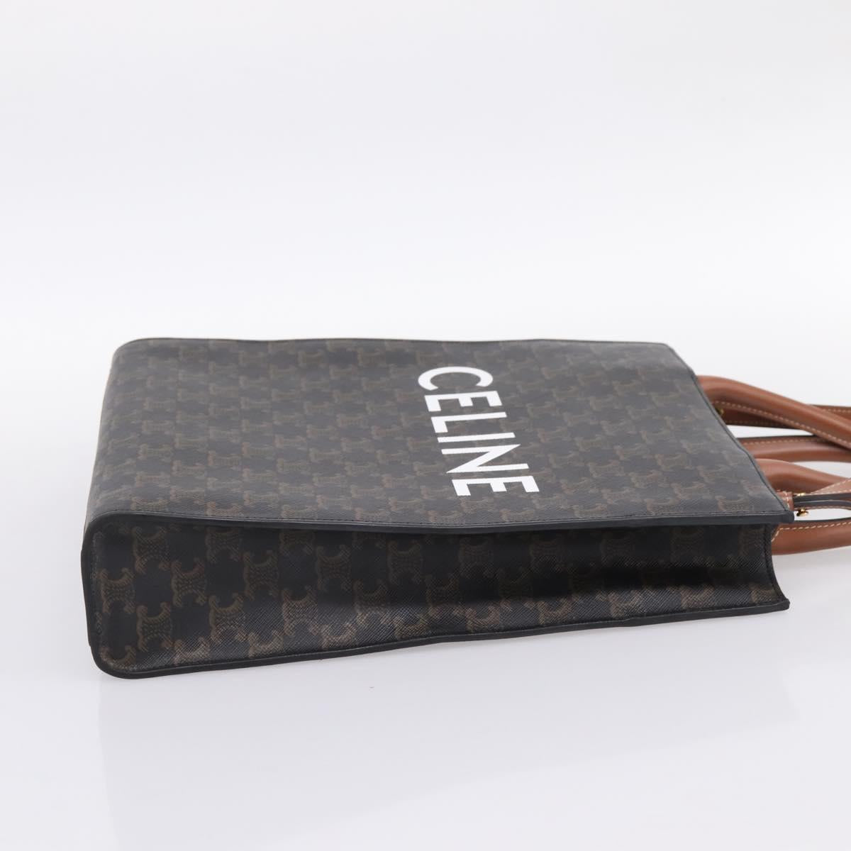 CELINE Macadam Canvas Vertical Cabas Small Hand Bag PVC Brown Gold Auth 196692V