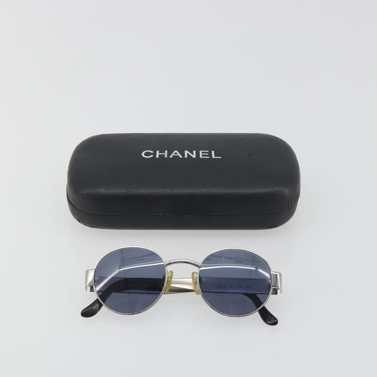 CHANEL Sunglasses Metal Silver CC Auth 196693V