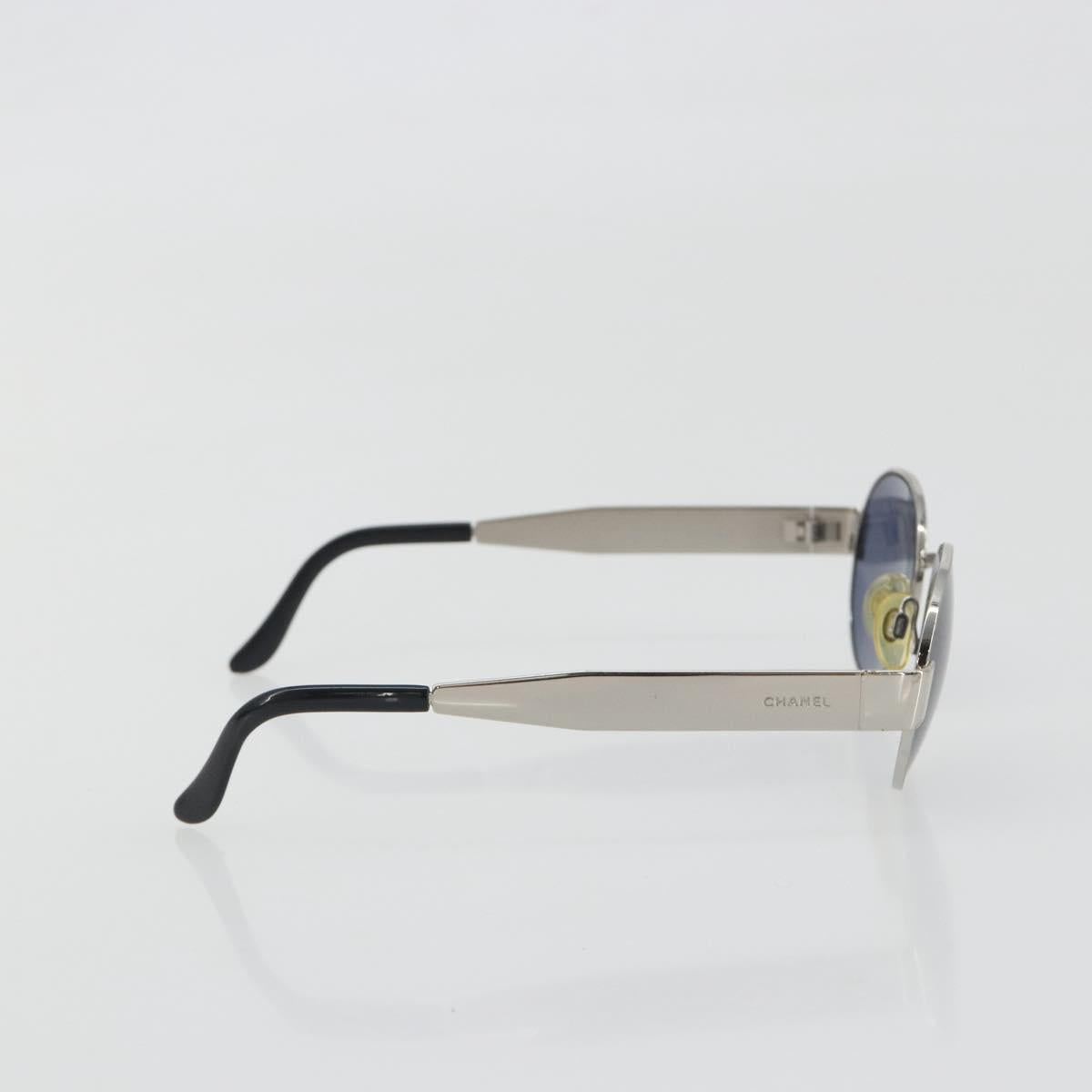 CHANEL Sunglasses Metal Silver CC Auth 196693V