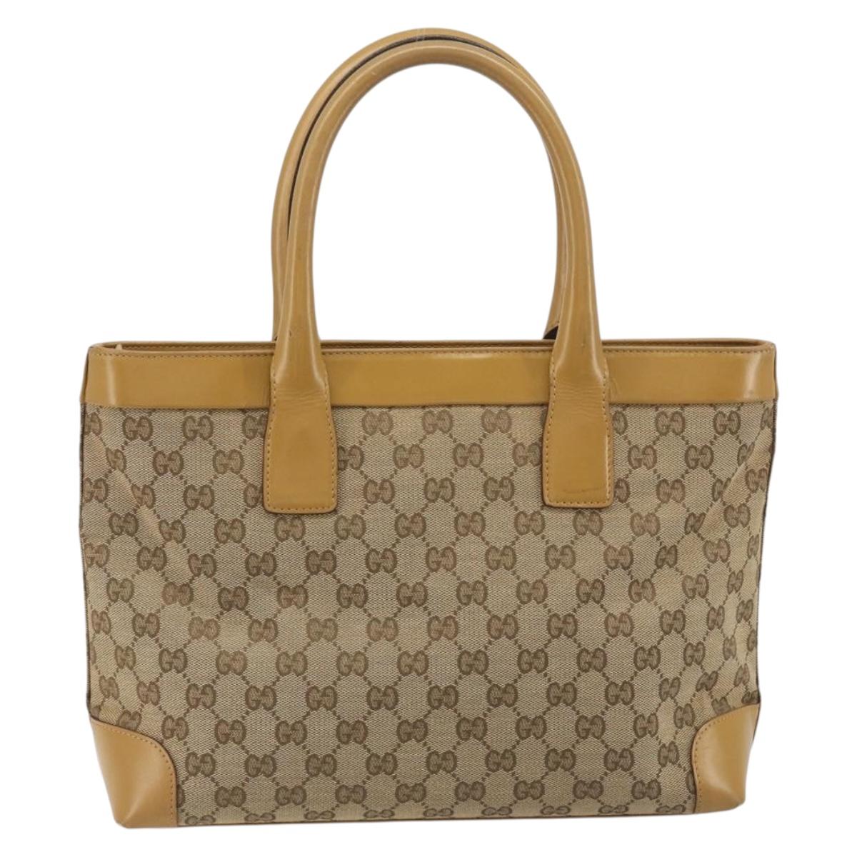 GUCCI GG Canvas Tote Bag Beige 002 1119 Auth 196694