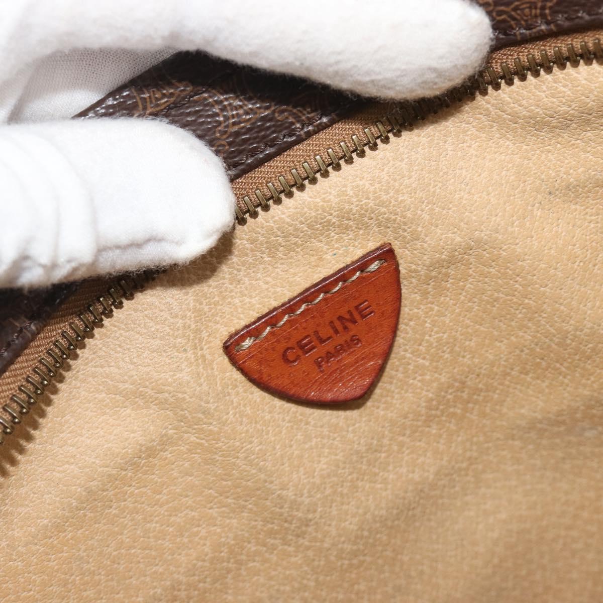 CELINE Macadam Canvas Shoulder Bag PVC Leather Brown Gold Auth 196695A