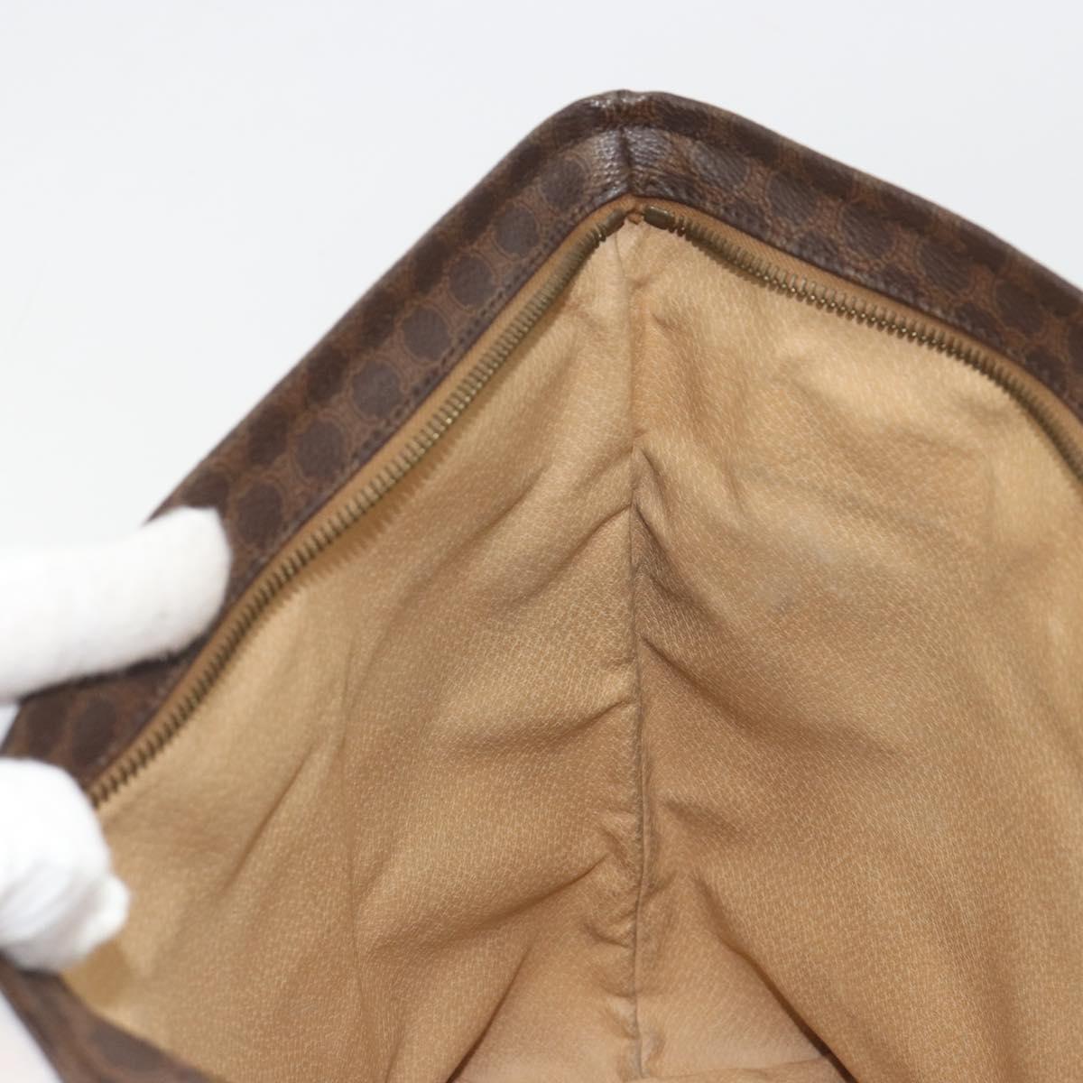 CELINE Macadam Canvas Shoulder Bag PVC Leather Brown Gold Auth 196695A