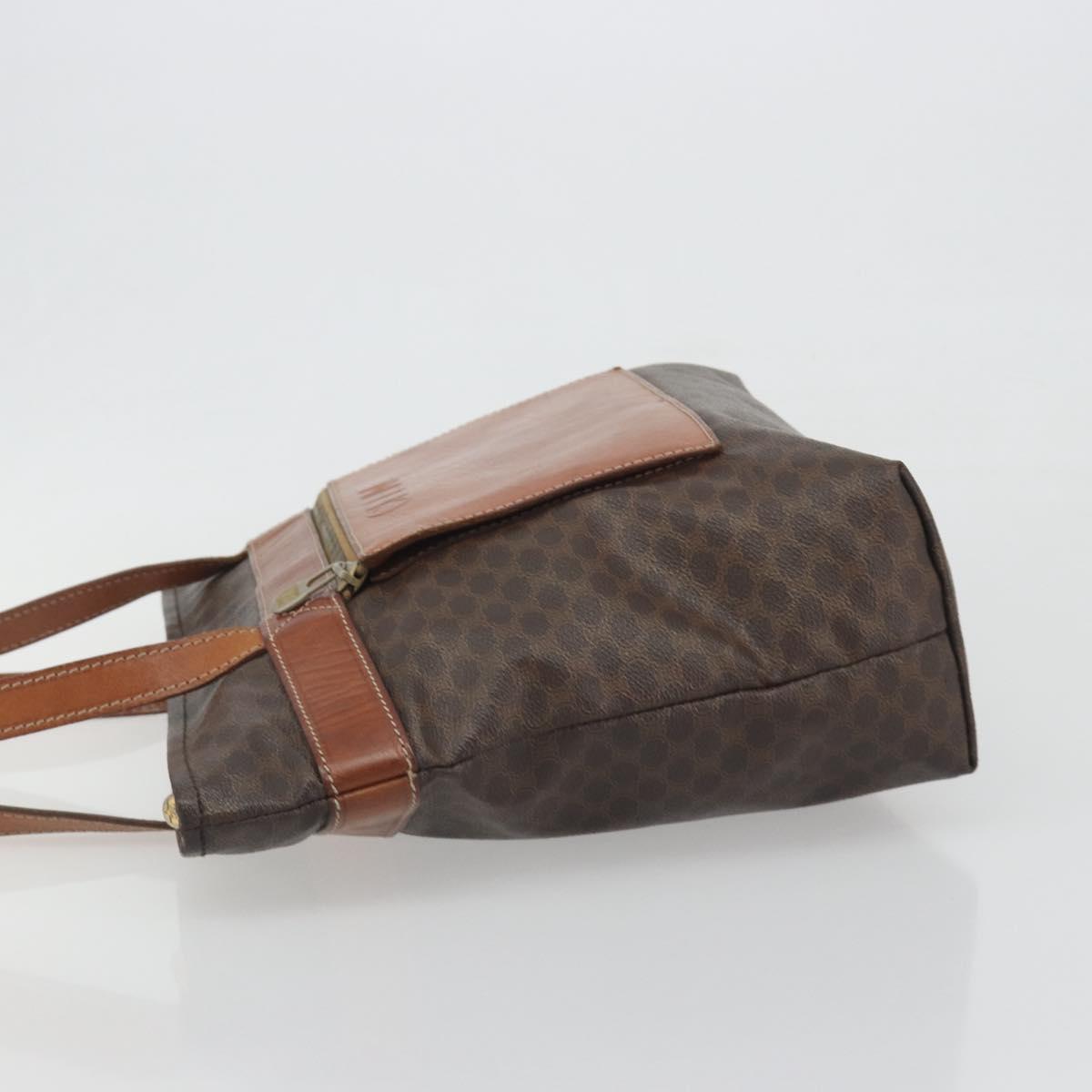 CELINE Macadam Canvas Shoulder Bag PVC Leather Brown Gold Auth 196695A