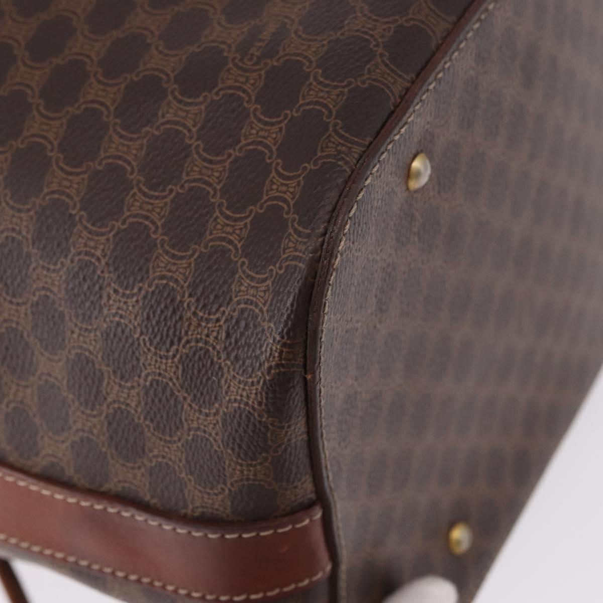 CELINE Macadam Canvas Shoulder Bag PVC Leather Brown Gold Auth 196696A