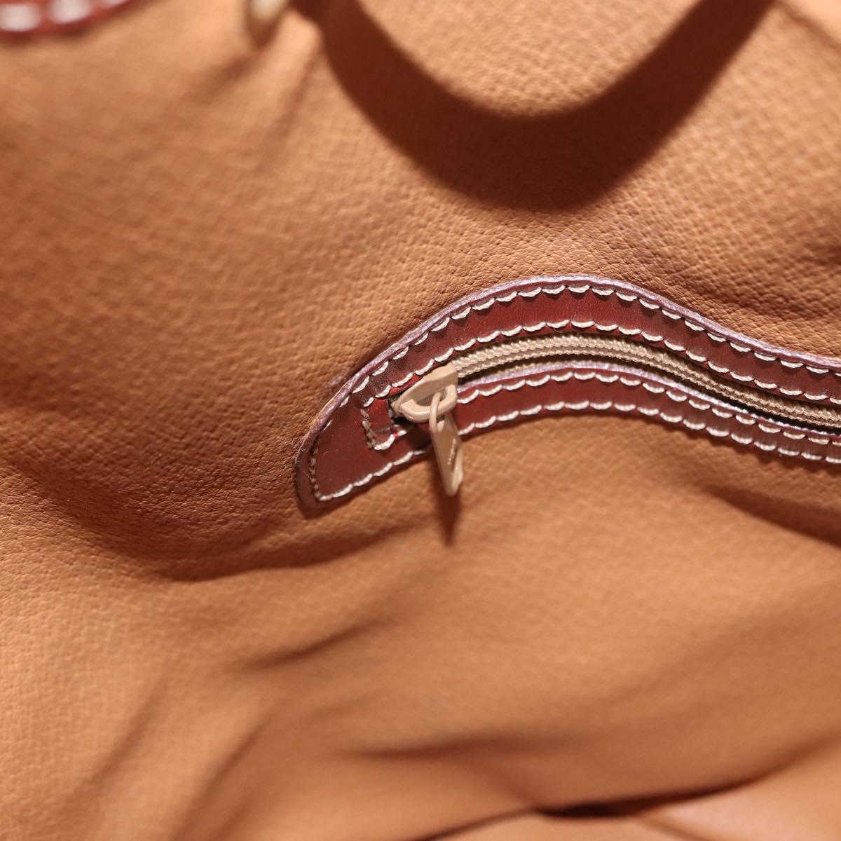 CELINE Macadam Canvas Shoulder Bag PVC Leather Brown Gold Auth 196696A