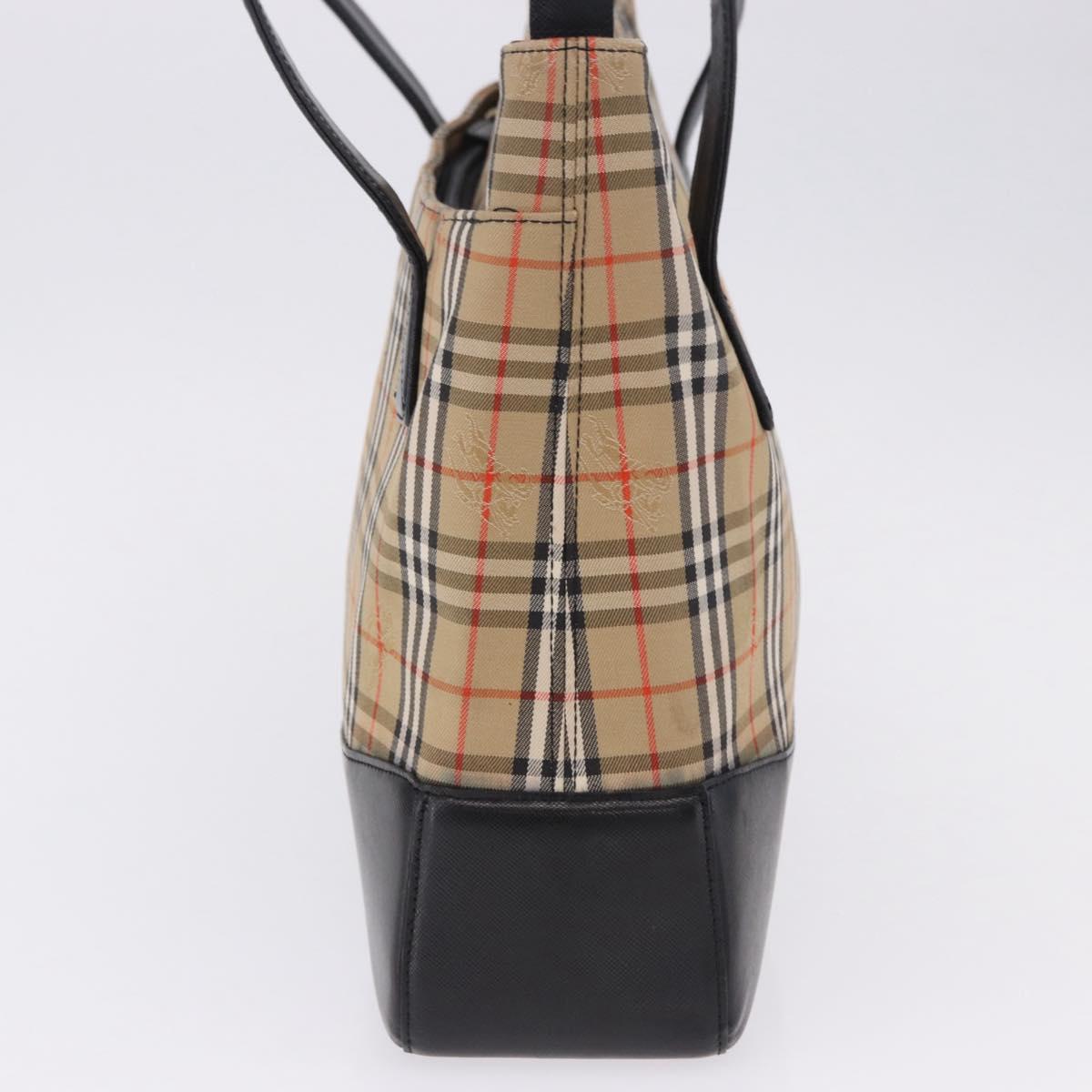 BURBERRY Nova Check Tote Bag Canvas Beige Auth 196697