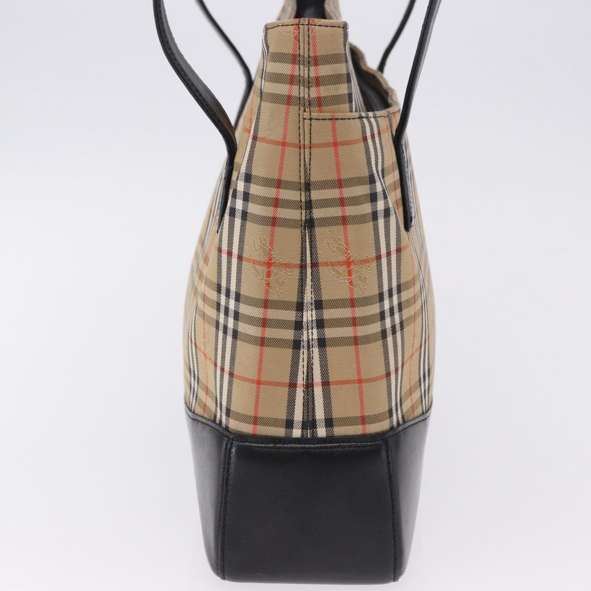 BURBERRY Nova Check Tote Bag Canvas Beige Auth 196697
