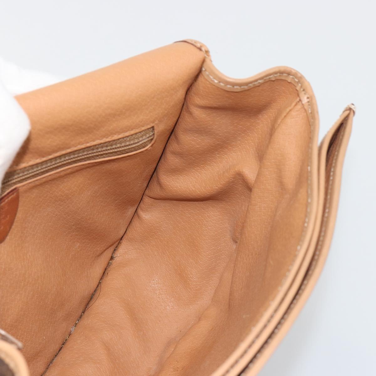 CELINE Macadam Canvas Shoulder Bag PVC Leather Brown Gold Auth 196698