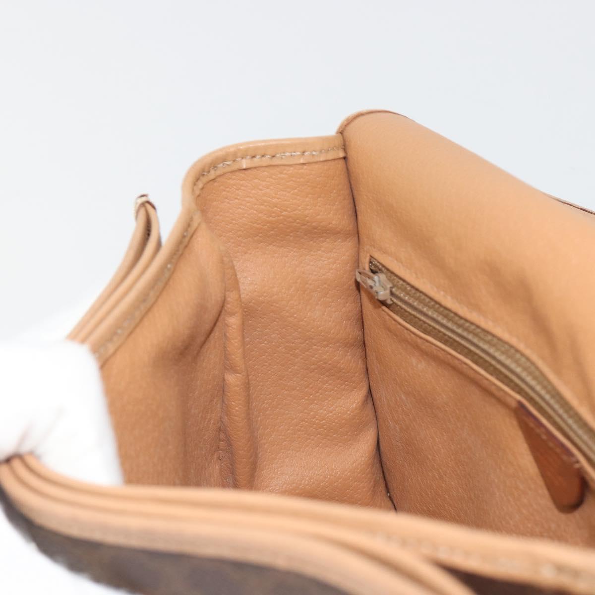 CELINE Macadam Canvas Shoulder Bag PVC Leather Brown Gold Auth 196698
