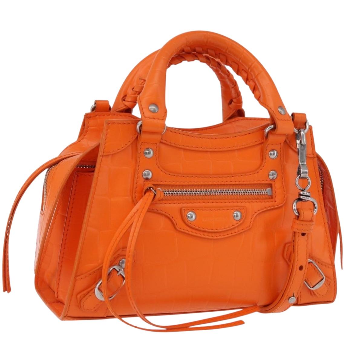 BALENCIAGA Neo Classic City Mini Bag Leather 2way Orange 638524 Auth 196699M