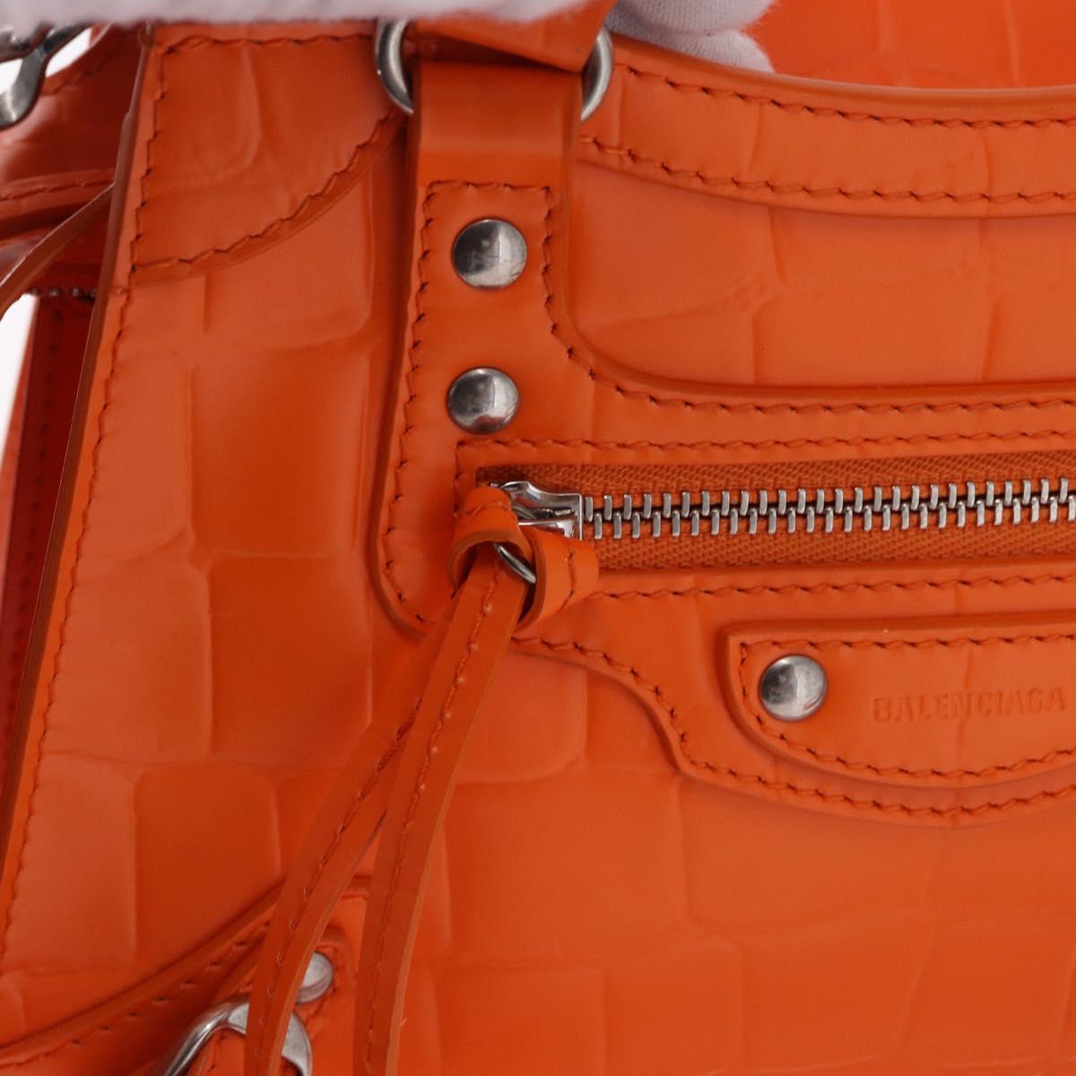 BALENCIAGA Neo Classic City Mini Bag Leather 2way Orange 638524 Auth 196699M