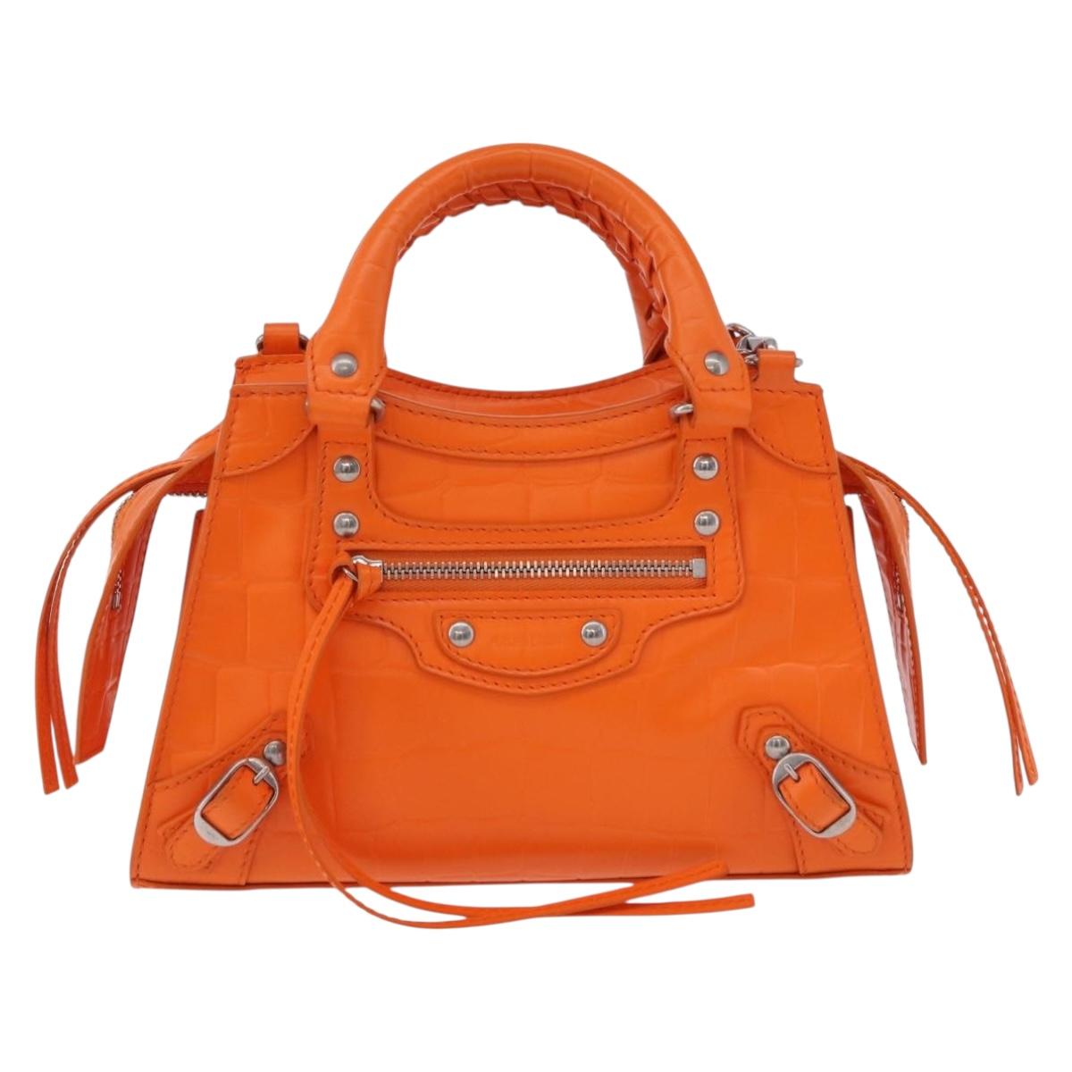 BALENCIAGA Neo Classic City Mini Bag Leather 2way Orange 638524 Auth 196699M