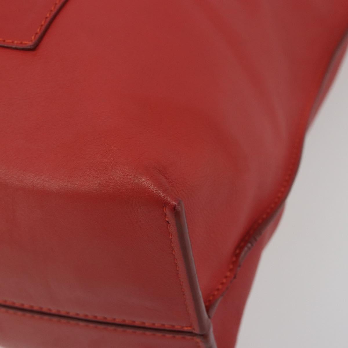LOEWE Anagram Tote Bag Leather Red Silver Auth 196700A