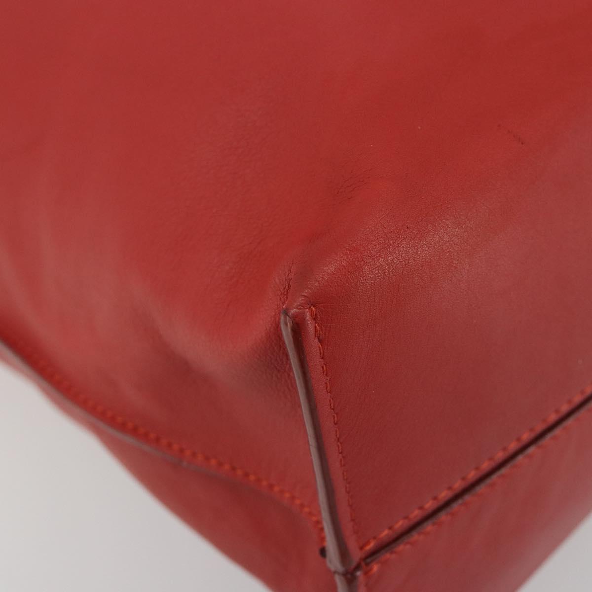 LOEWE Anagram Tote Bag Leather Red Silver Auth 196700A