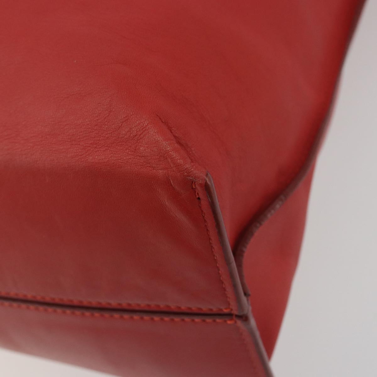 LOEWE Anagram Tote Bag Leather Red Silver Auth 196700A