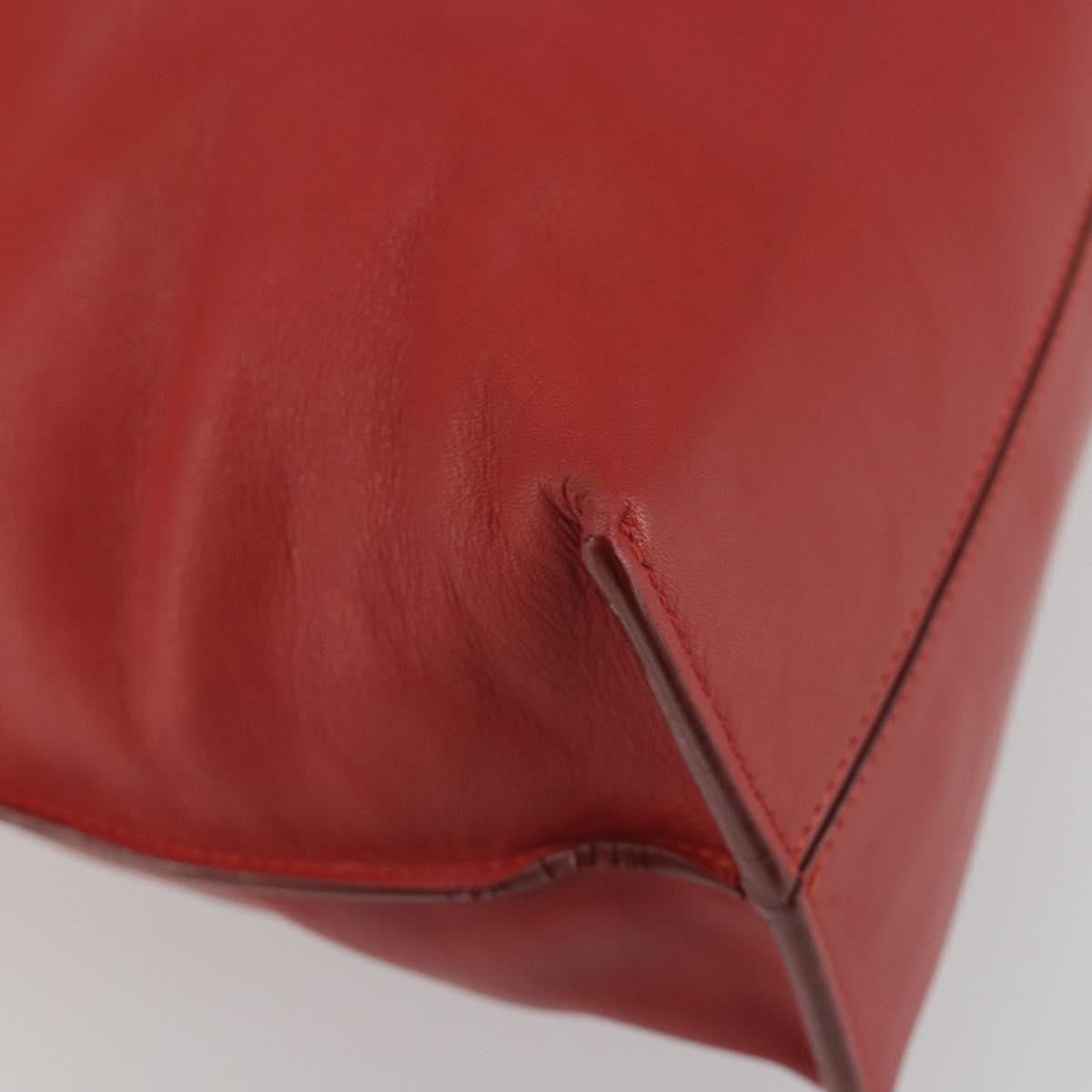 LOEWE Anagram Tote Bag Leather Red Silver Auth 196700A