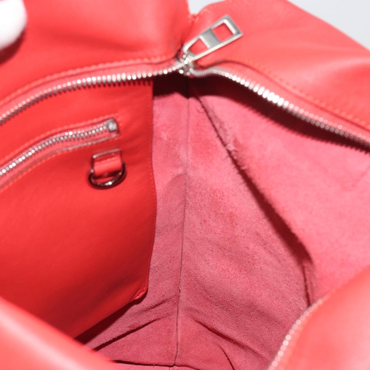 LOEWE Anagram Tote Bag Leather Red Silver Auth 196700A