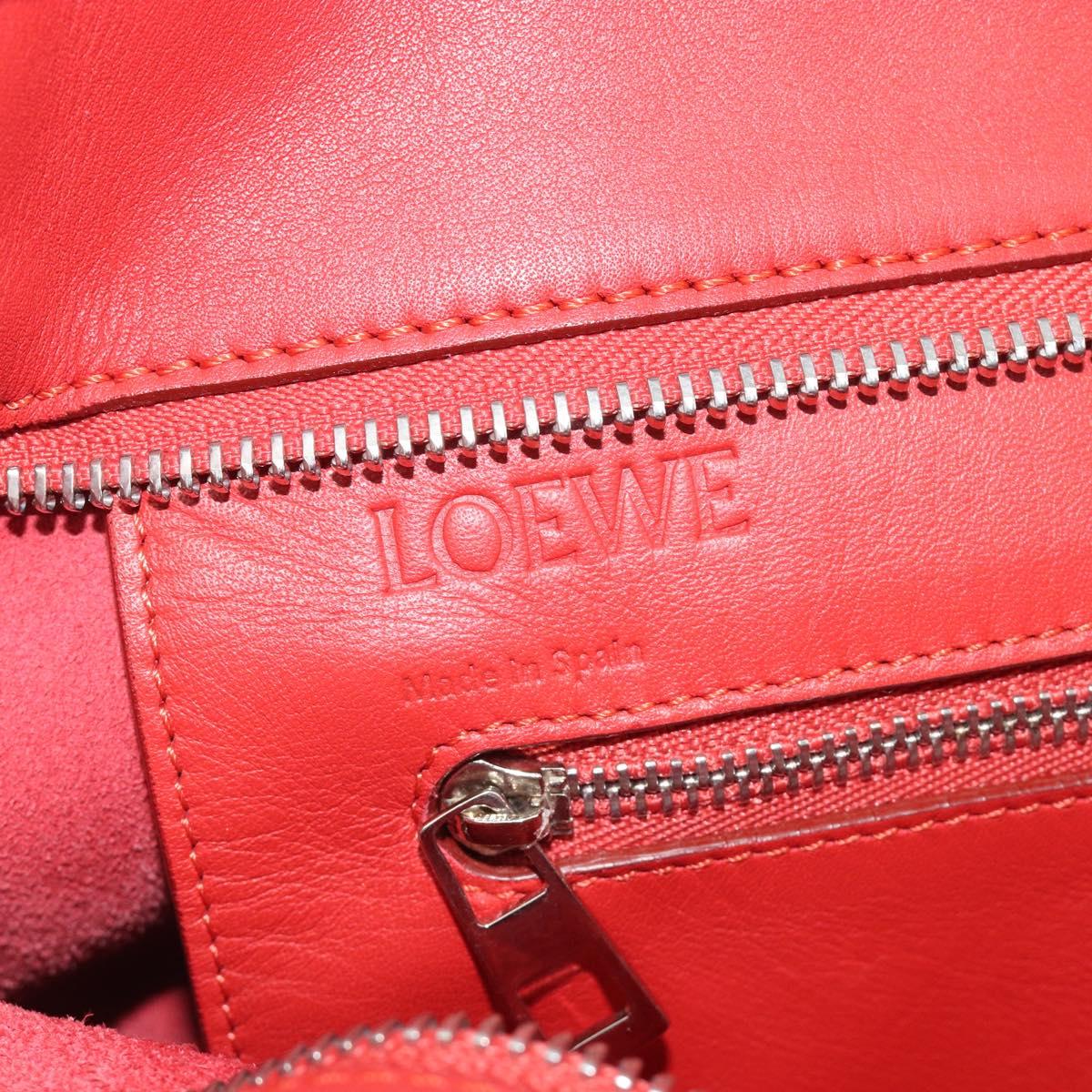 LOEWE Anagram Tote Bag Leather Red Silver Auth 196700A