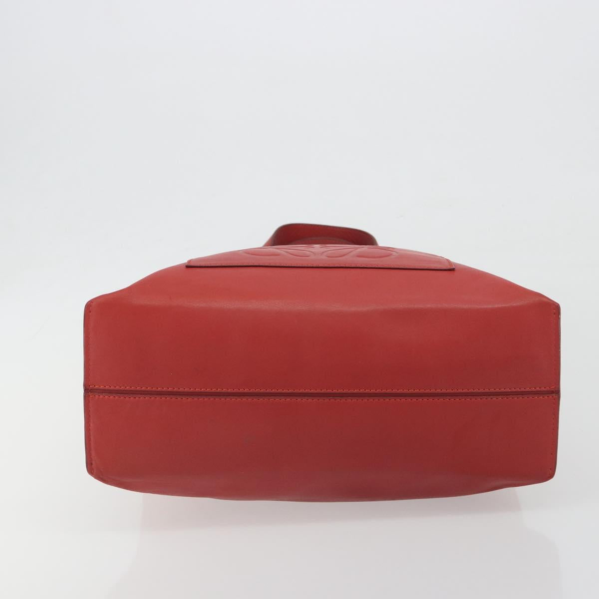 LOEWE Anagram Tote Bag Leather Red Silver Auth 196700A