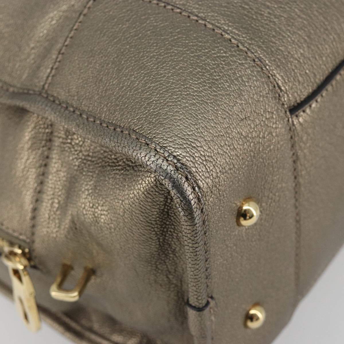 LOEWE Amazon 34 Hand Bag Leather Gold Auth 196701V