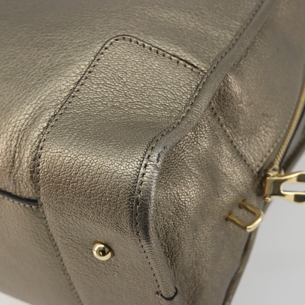 LOEWE Amazon 34 Hand Bag Leather Gold Auth 196701V