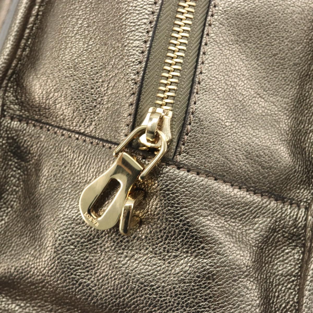 LOEWE Amazon 34 Hand Bag Leather Gold Auth 196701V
