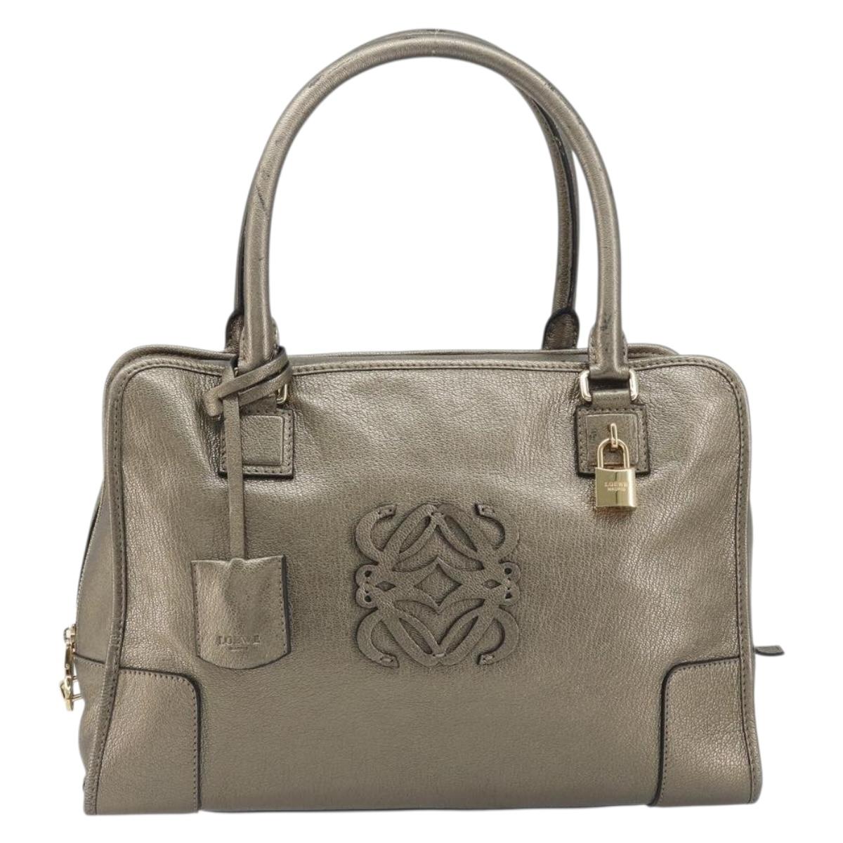 LOEWE Amazon 34 Hand Bag Leather Gold Auth 196701V