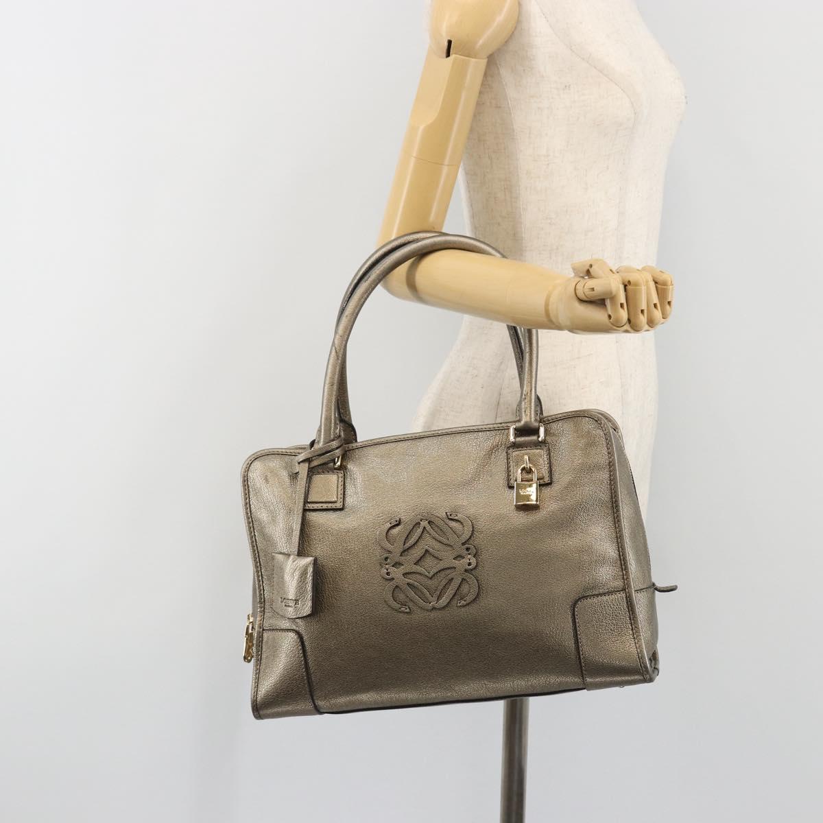 LOEWE Amazon 34 Hand Bag Leather Gold Auth 196701V