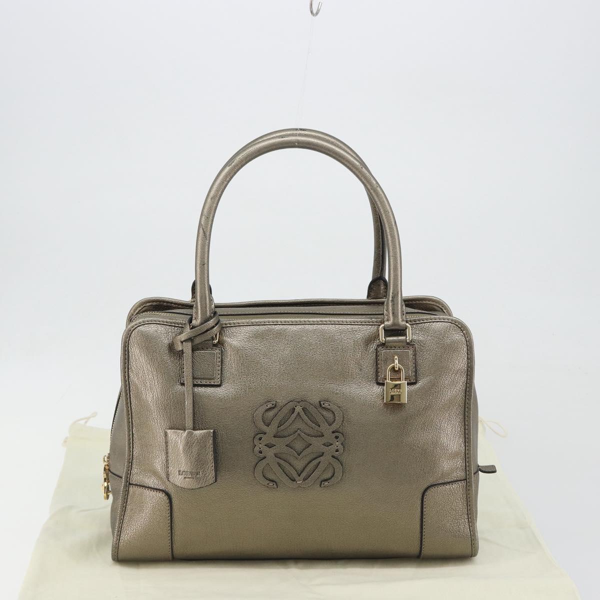 LOEWE Amazon 34 Hand Bag Leather Gold Auth 196701V