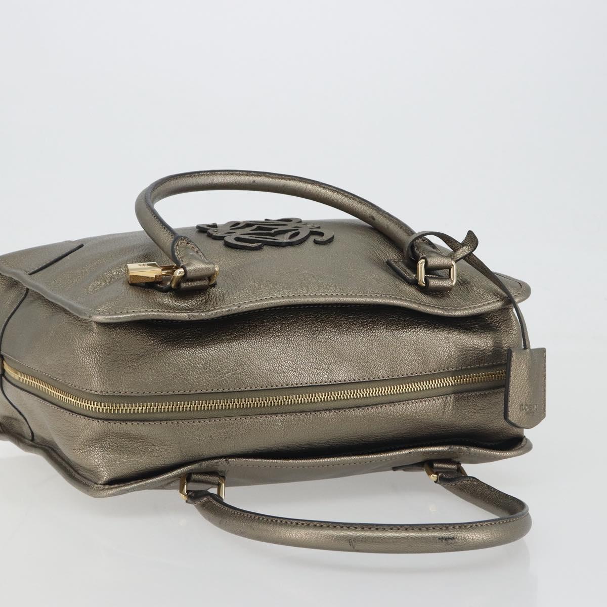LOEWE Amazon 34 Hand Bag Leather Gold Auth 196701V
