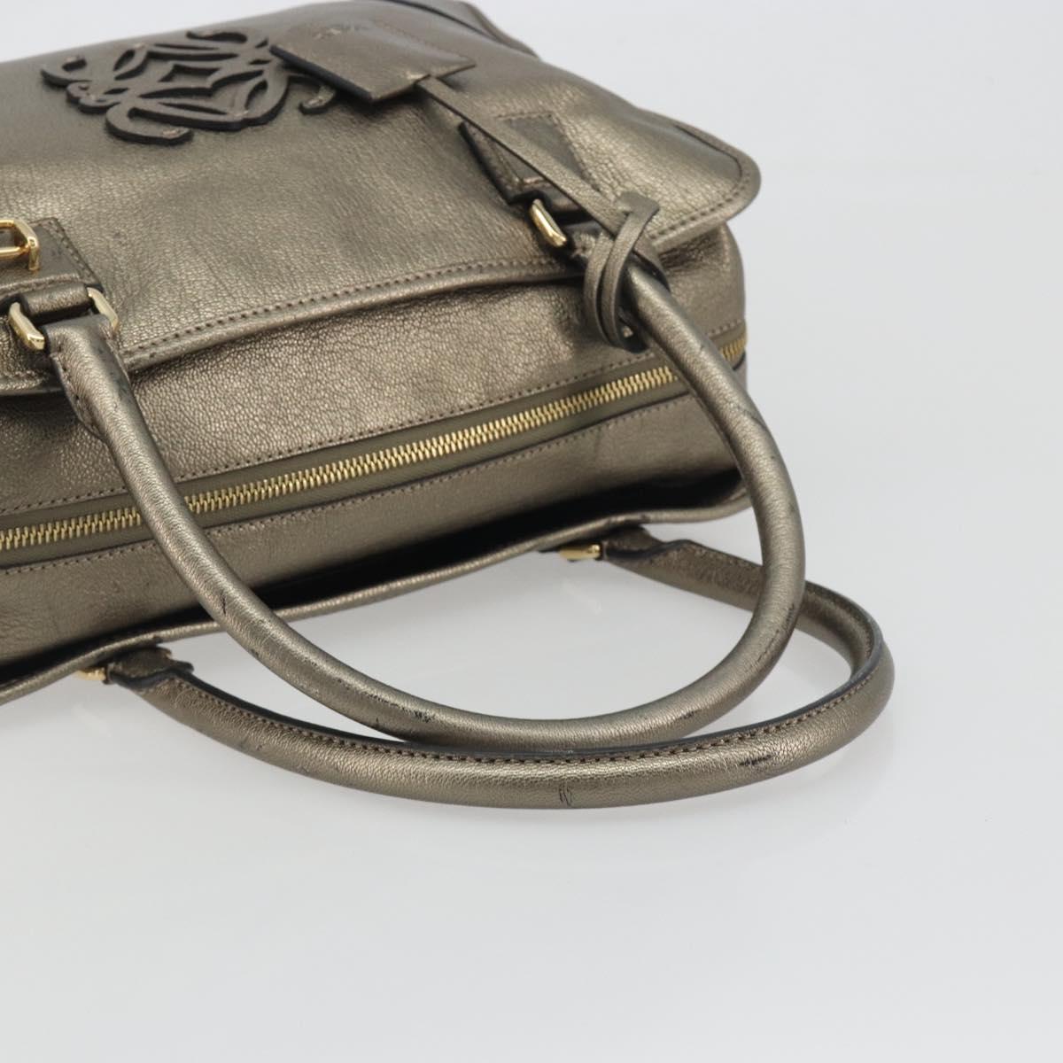 LOEWE Amazon 34 Hand Bag Leather Gold Auth 196701V